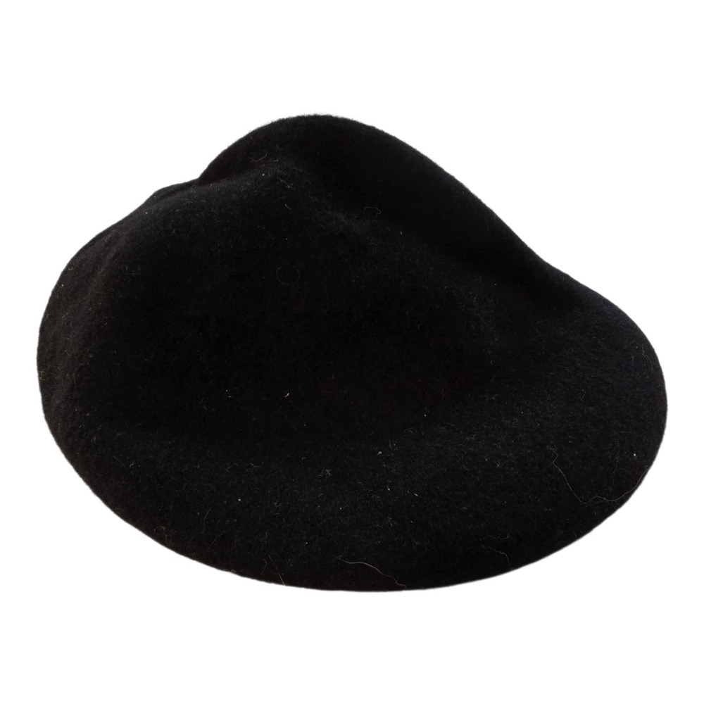 Vintage‎ 100% Wool Hat Cap Beret Black Unisex S/M Classic Preppy Academia